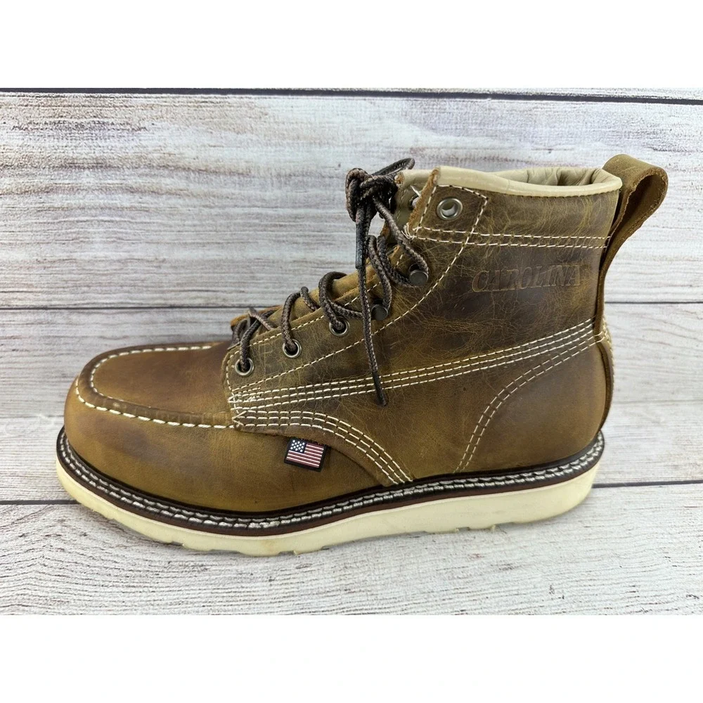 Carolina Men's Brown Leather Moc Toe Work Boots